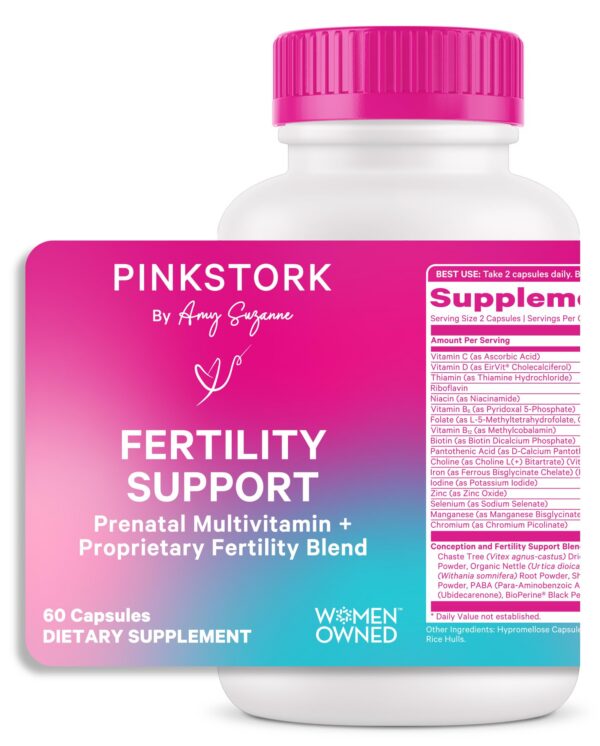 Envase suplemento Pink Stork Fertilidad para mujeres frontal