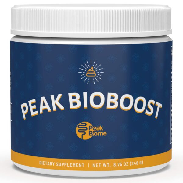 Envase de suplemento prebiótico Peak BioBoost de Peak Biome
