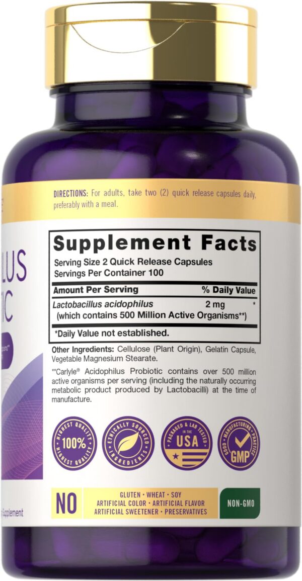 Envase suplemento probiótico Carlyle 200 pastillas