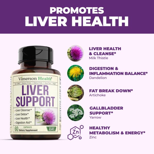 Envase suplementos para salud hepática y masculina Vimerson Health