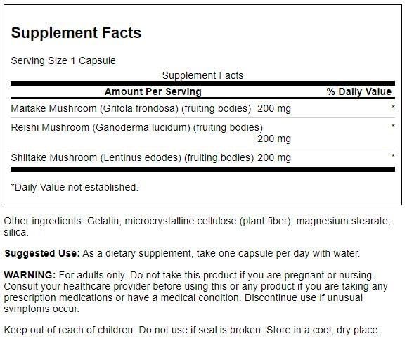 Version 1.0.0 Envase Swanson suplemento triple complejo hongos 60 cápsulas