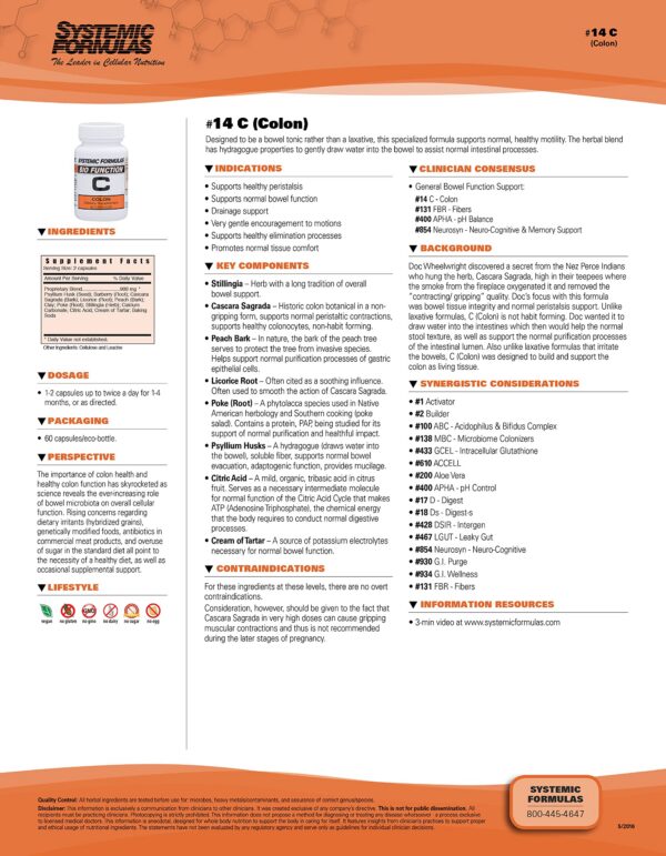 Envase de Systemic Formulas Bio Function C Colon 60 cápsulas
