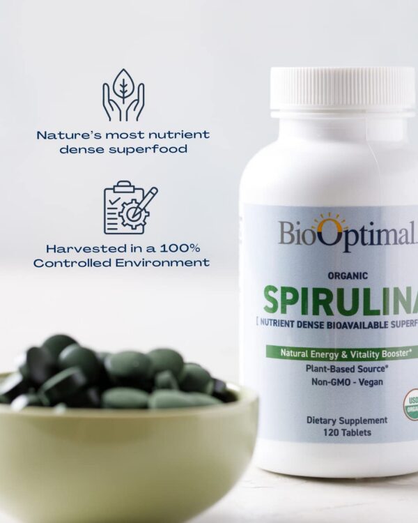 Envase tableta espirulina orgánica BioOptimal