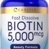 Envase tabletas biotina 5000mcg Carlyle 250 unidades