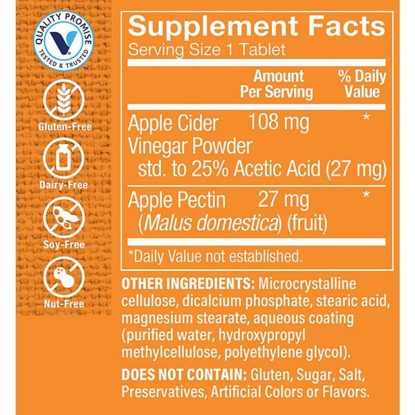 Envase tabletas vinagre sidra manzana The Vitamin Shoppe