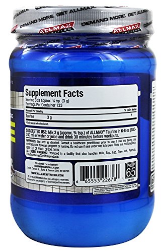 Version 1.0.0 Envase taurina vegana sin gluten ALLMAX nutrición deportiva