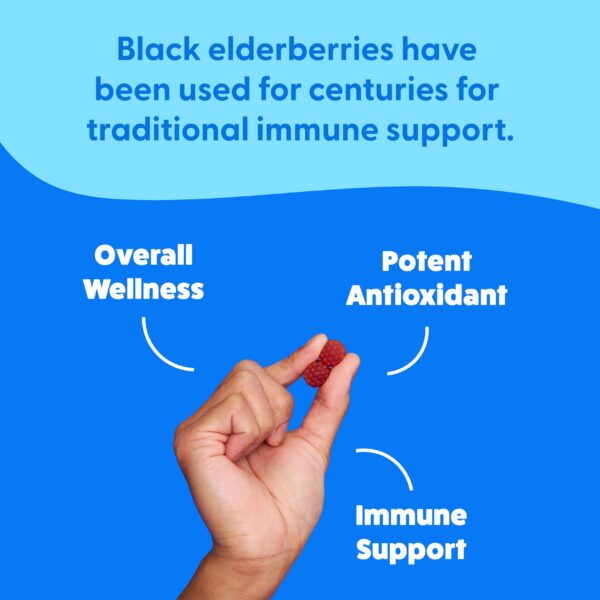 Envase transparente con 90 gomitas sauco