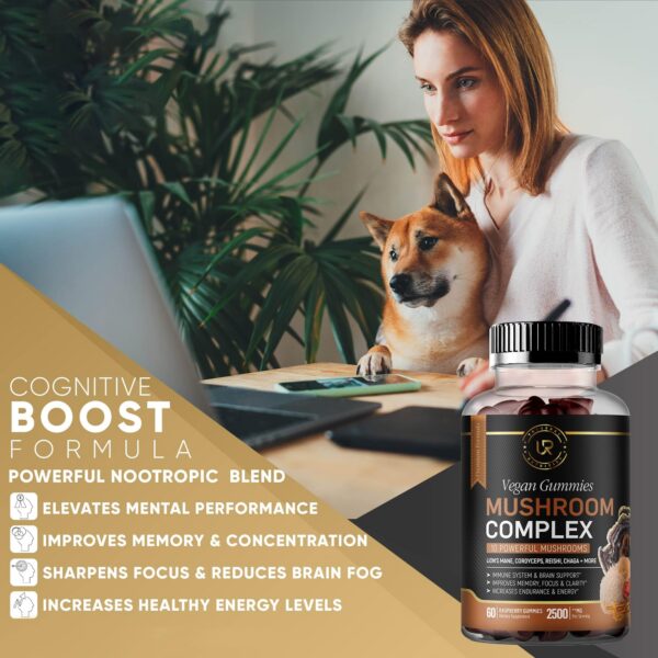 Version 1.0.0 Envase transparente con gomitas de suplemento de hongos