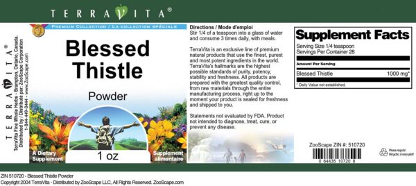 Envase trasero Polvo Cardo Bendito 1 oz TerraVita