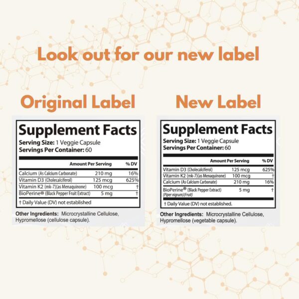 Envase Valleywave Labs suplemento d3 k2 60 cápsulas