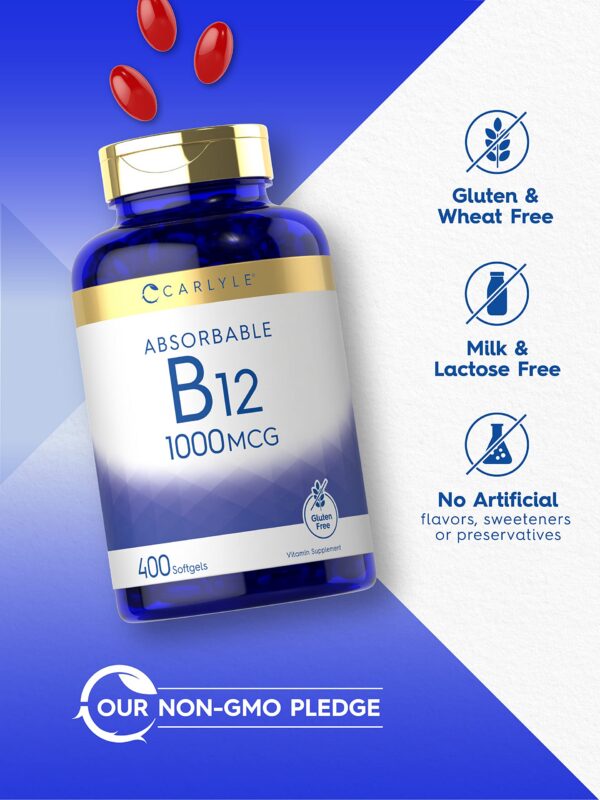 Envase de vitamina B12 Carlyle cápsulas blandas 1000 mcg