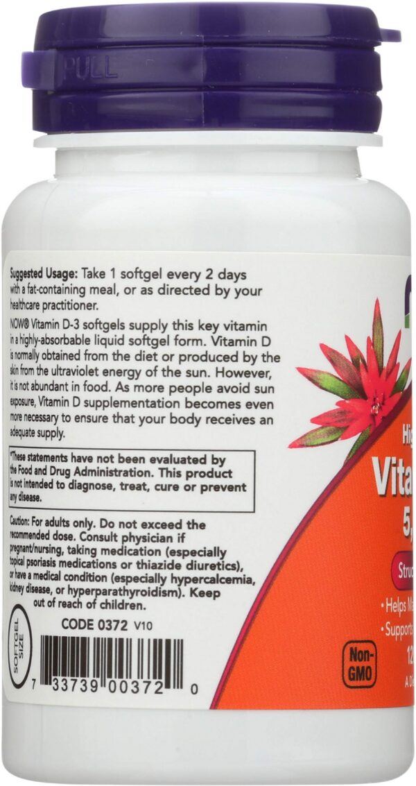 Envase vitamina d3 now foods 5000 ui