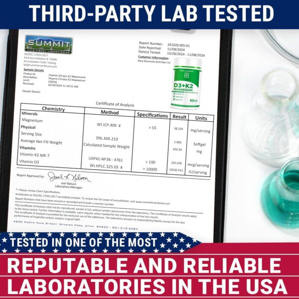 Envase vitaminas D3 K2 y magnesio New Elements lateral