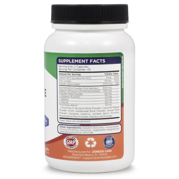 Envase Zenesis Labs con 90 cápsulas para salud prostática