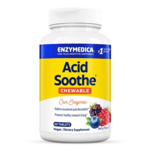Frente de la etiqueta Enzymedica Acid Soothe tabletas masticables