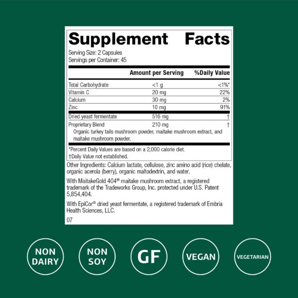 Maitake y hongos turkey tail en la fórmula