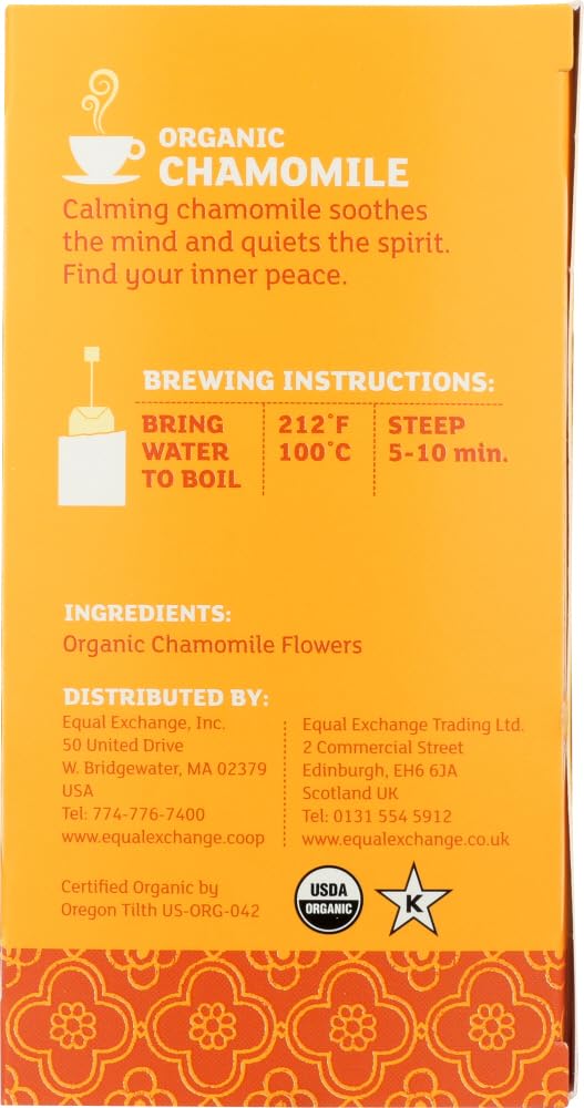Taza con Té Herbal de Manzanilla Equal Exchange para relajación
