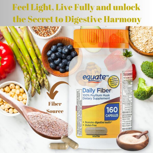Equate Daily Fiber suplemento fibras en cápsulas 160ct