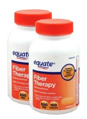 Equate Fiber Therapy 500mg dos frascos de 100 cápsulas suplemento digestivo