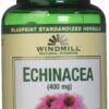 Frasco de cápsulas de equinácea Windmill 400mg en fondo blanco