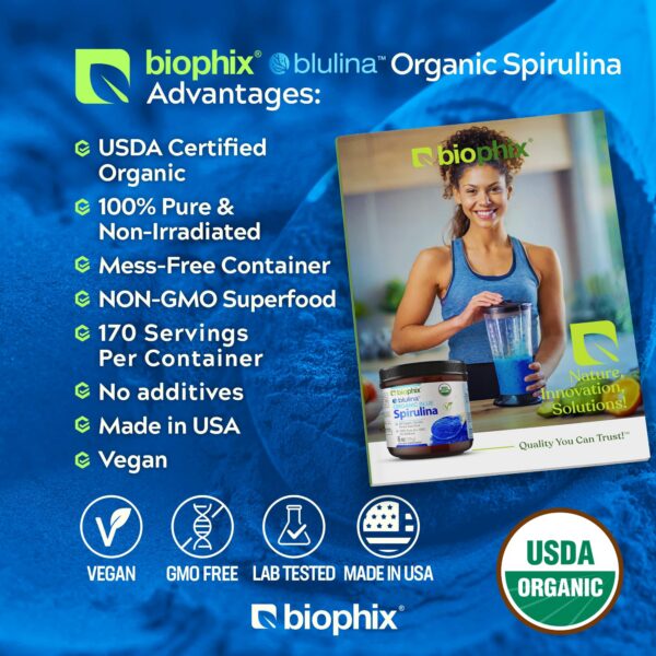 Espirulina azul natural para smoothies y batidos Biophix