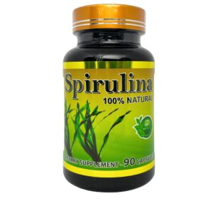 Version 1.0.0 Frasco de espirulina natural 100 por ciento con 90 cápsulas