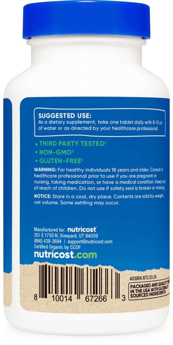 Espirulina Nutricost orgánica en caja y botella