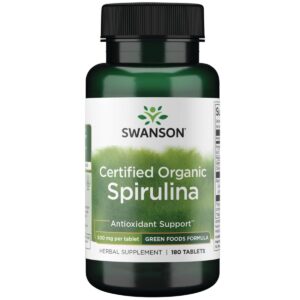 Espirulina orgánica certificada Swanson caja y frasco