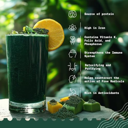 Espuma verde polvo de espirulina NaturaleBio