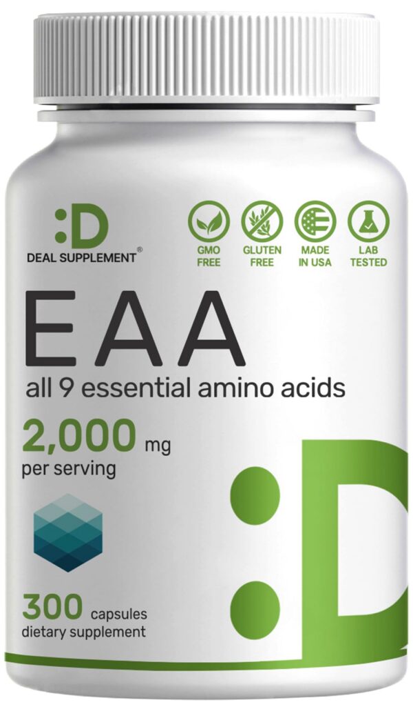 Frente del frasco Essential Amino Acids EAA 2000 mg