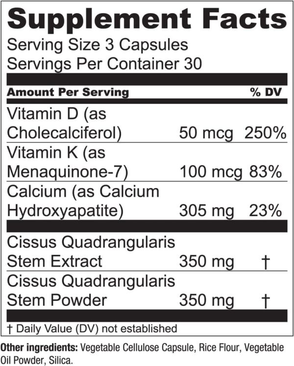 Etiqueta de ingredientes Bone Boost