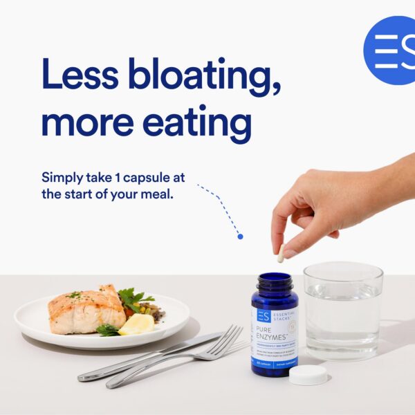 Etiqueta frontal de Essential Stacks Digestive Enzymes