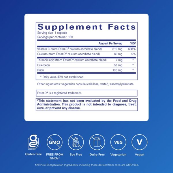 Etiqueta del producto Ester-C con flavonoides