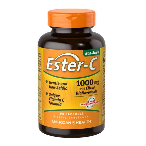Frasco de cápsulas Ester-C Vitamina C 1000mg 90 unidades