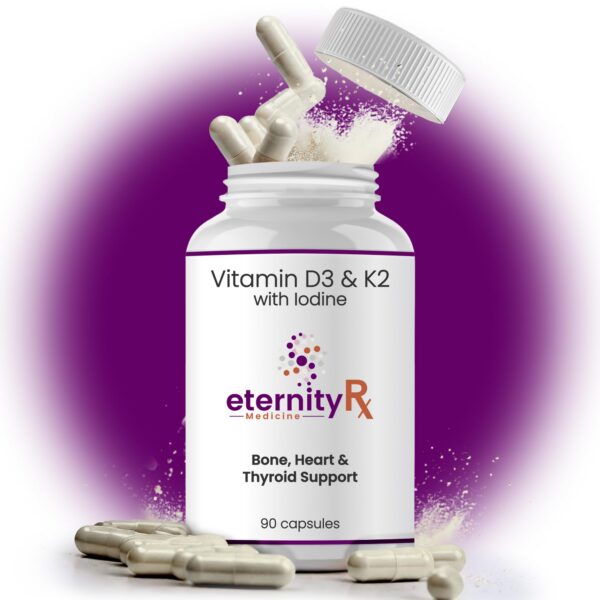 Frente del frasco Eternity Medicine Rx Vitamina D3 K2