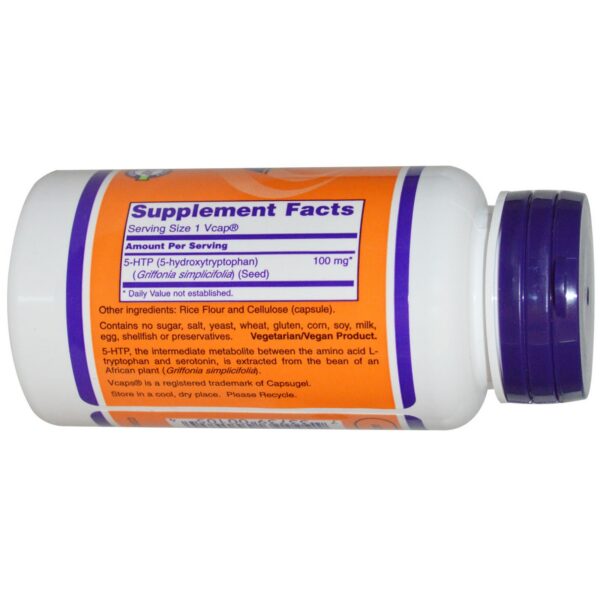 Etiqueta frontal de 5-HTP 100 mg vegicaps