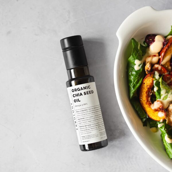 Etiqueta de aceite de chía Erbology