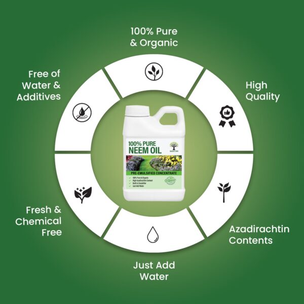 Etiqueta del aceite de neem Nature's Will 16oz detalle