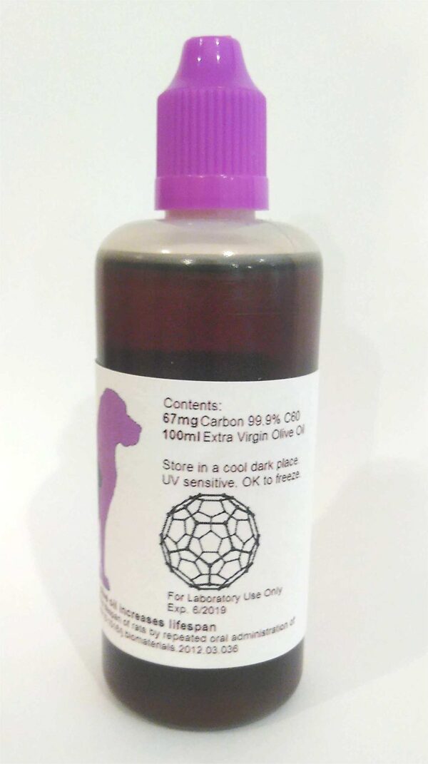 Etiqueta de aceite de oliva carbono 60 Bucky's C60 100ml
