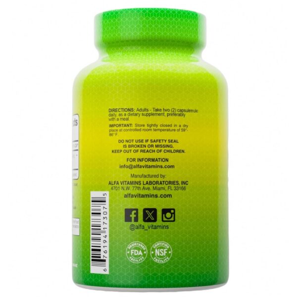 Etiqueta Alfa Vitamins Guaraná 500 mg suplemento natural