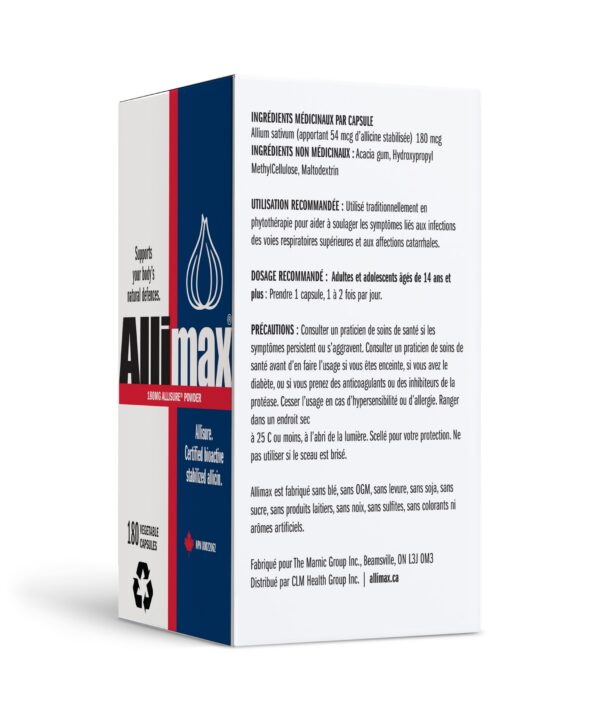 Etiqueta Allimax suplemento allicina ajo saludable