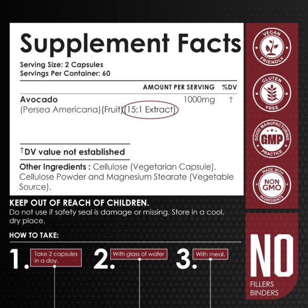 Etiqueta frontal suplemento AMALTH aguacate para articulaciones