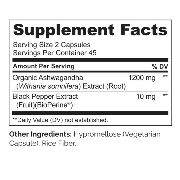 Version 1.0.0 Etiqueta de Ashwagandha orgánico para estrés
