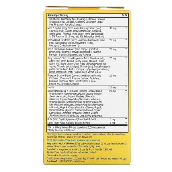 Etiqueta trasera Alive! Multivitamínico Ultra hombres 50+ Nature's Way