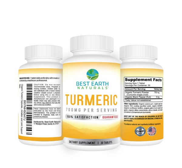 Etiqueta Best Earth Naturals Cúrcuma Orgánica con Pimienta Negra