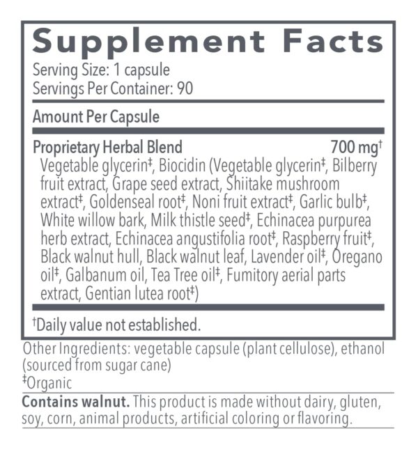 Composición cápsulas Biocidin con aceites esenciales