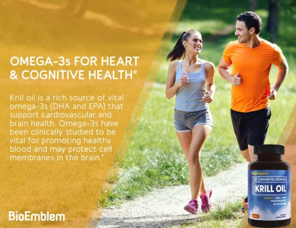 Etiqueta BioEmblem aceite krill con EPA y DHA para salud