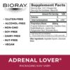 Version 1.0.0 Etiqueta frontal BIORAY Adrenal Lover suplemento natural