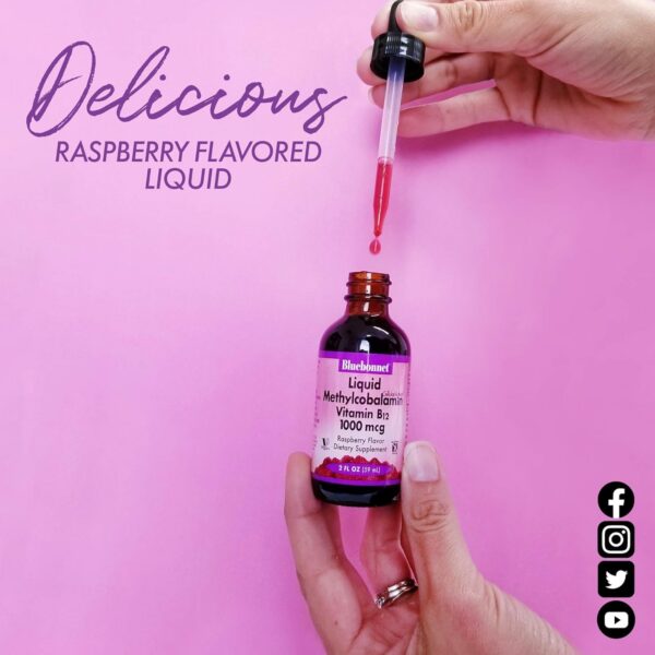 Etiqueta Bluebonnet vitamina b12 líquida metilcobalamina 2oz