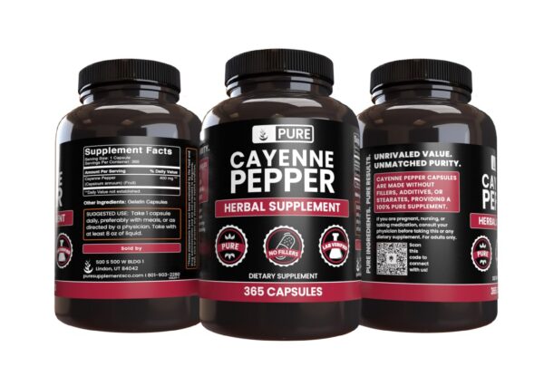 Version 1.0.0 Etiqueta botella cápsulas pimienta cayena Pure Original Ingredients